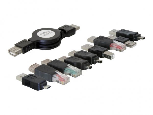 Delock USB adapter kit 10 parts - Nero - 1,2 m - 170 mm - 100 mm - 35 mm