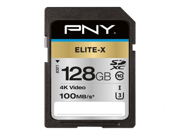 PNY Elite-X - 128 GB - SDXC - Classe 10 - UHS-I - 100 MB/s - Class 3 (U3)