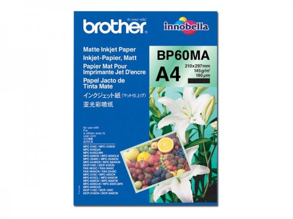 Brother BP60MA Inkjet Paper - Stampa inkjet - A4 (210x297 mm) - Opaco - 25 fogli - 145 g/m² - Bianco