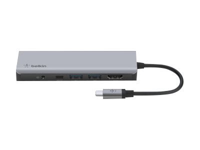 Belkin Adattatore Multiporta 7 In 1 USB-C - USB 3.2 Gen 1 (3.1 Gen 1) Type-C - 100 W - Argento - Mic