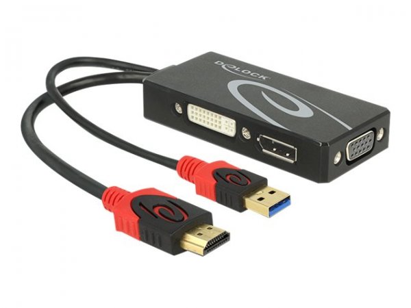 Delock 62959 - 0,135 m - HDMI + USB - DVI-I + VGA (D-Sub) - Maschio - Femmina - 3840 x 2160 Pixel