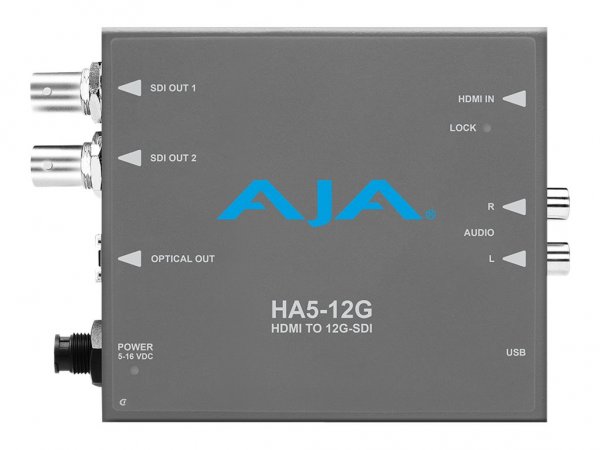 AJA HA5-12G - Convertitore video attivo - Grigio - 4096 x 2160 - - - 720p,1080i,1080p,2160p - HDMI +