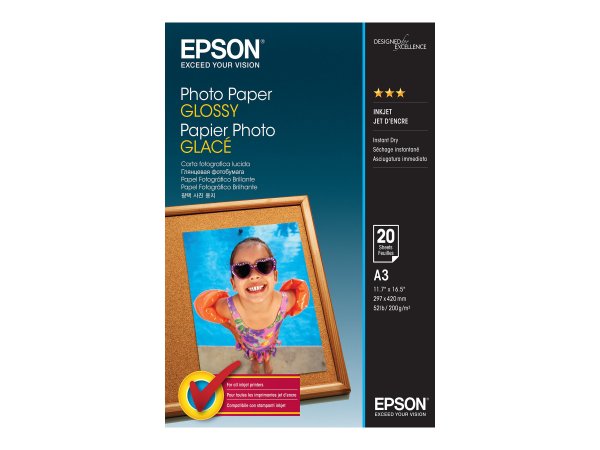 Epson Photo Paper Glossy - A3 - 20 Fogli - Lucida - 200 g/m² - A3 - 20 fogli - Stylus Photo 1200 - S