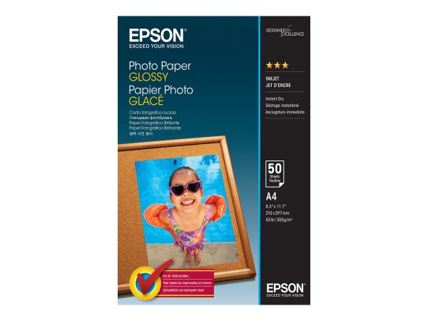 Epson Photo Paper Glossy - A4 - 50 Fogli - Lucida - 200 g/m² - A4 - 50 fogli - - WorkForce WF-7610DW