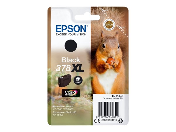 Epson Squirrel Singlepack Black 378XL Claria Photo HD Ink - Resa elevata (XL) - Inchiostro a base di