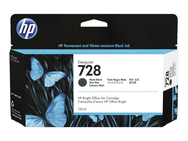 HP 728 130-ml Matte Black DesignJet Ink Cartridge - Resa standard - Inchiostro a base di pigmento -