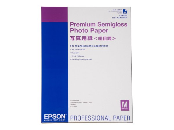 Epson Premium Semigloss Photo Paper - Semi lucida - 250 g/m² - A2 - 25 fogli - 0,96% - SureColor SC-