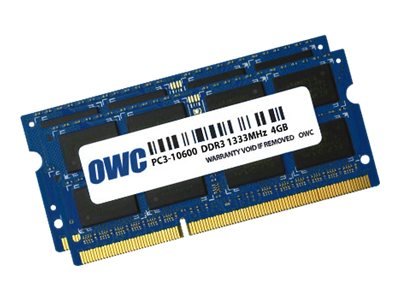 OWC 1333DDR3S08S - 8 GB - 2 x 4 GB - DDR3 - 1333 MHz - 204-pin SO-DIMM - Blu