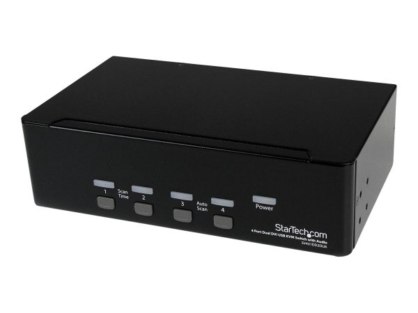 StarTech.com Switch KVM Dual DVI USB 4 porte con audio e hub USB 2.0 - 2048 x 1536 Pixel - Nero