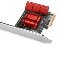 AXAGON PCES-SA6 - PCIe - SATA - Piena altezza/Basso profilo - PCIe 3.0 - Rosso - Argento - PC