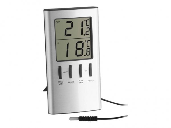 TFA 30.1027 - Termometro da ambiente elettronico - Interno - Digitale - Argento - Plastica - Tavolo