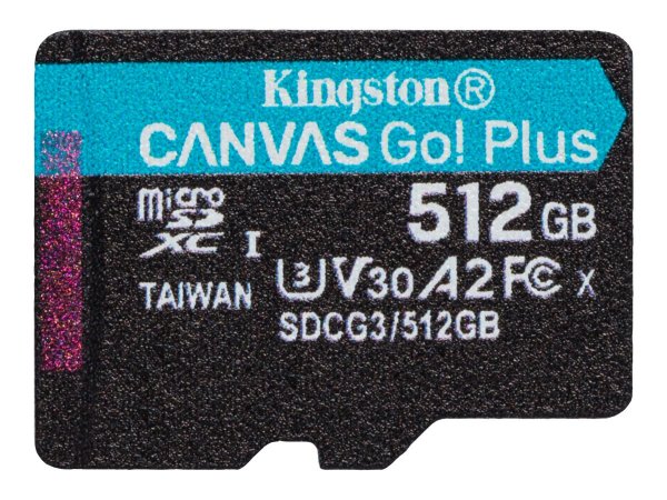Kingston Canvas Go! Plus - 512 GB - MicroSD - Classe 10 - UHS-I - 170 MB/s - 90 MB/s