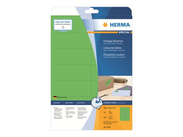 HERMA Special - Papier - matt - permanent selbstklebend - grün - 105 x 42.3 mm 280 Etikett(en) (20 B