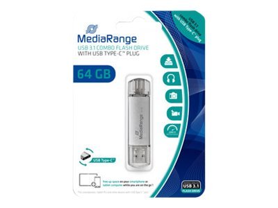 MEDIARANGE MR937 - 64 GB - USB Type-A / USB Type-C - 3.2 Gen 1 (3.1 Gen 1) - 70 MB/s - Cuffia - Arge