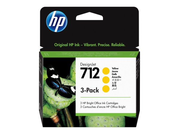 HP Confezione da 3 cartucce di inchiostro giallo originale DesignJet 712 da 29 ml - Resa standard -