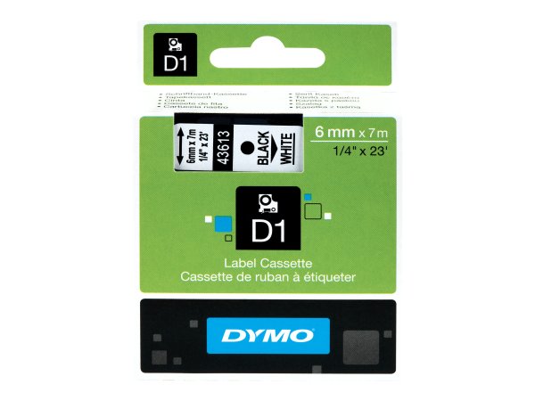 Dymo D1 Schriftband 6 mm x 7 m schwarz auf weiß 43613 - Etichette/etichette - A1