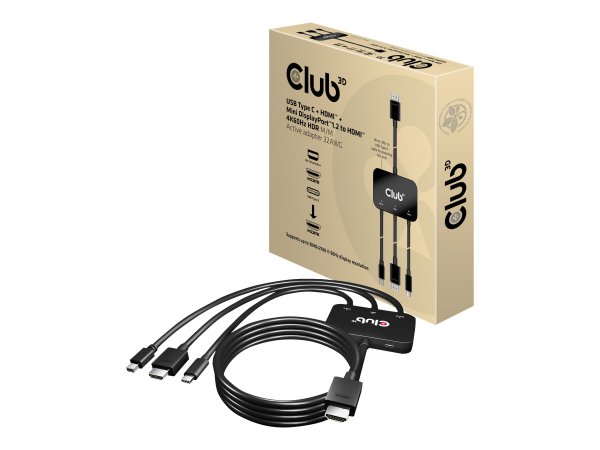 Club 3D Adapter USB-C/HDMI/Mini-DP> HDMI aktiv St/St/St/St - Adattatore - Digitale/dati