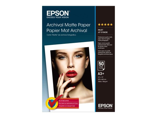 Epson Carta "matte" da archivio fotografico - Stampa inkjet - A3+ (330x483 mm) - Opaco - 50 fogli -