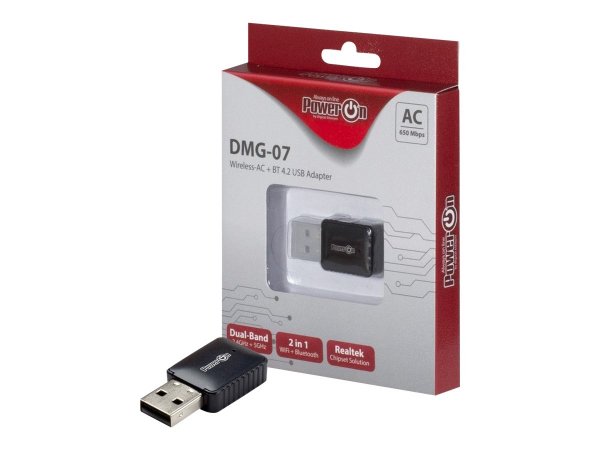 Inter-Tech DMG-07 - Wireless - USB - WLAN / Bluetooth - Wi-Fi 5 (802.11ac) - 650 Mbit/s - Nero