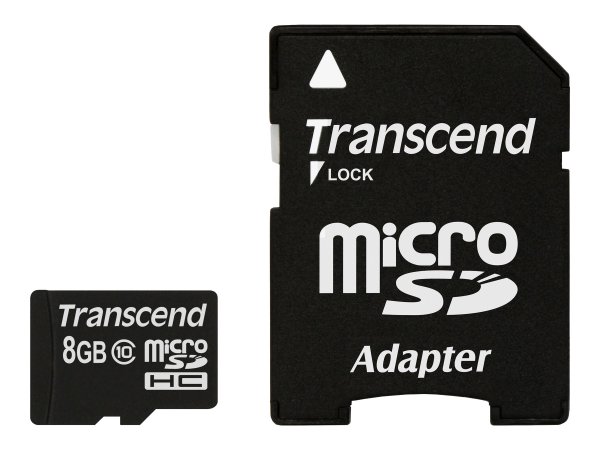 Transcend TS8GUSDHC10 - 8 GB - MicroSDHC - Classe 10 - NAND - 90 MB/s - Nero