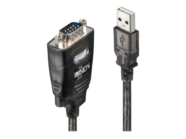 Lindy 42686 - Nero - 1,1 m - USB tipo A - DB-9 - Maschio - Maschio
