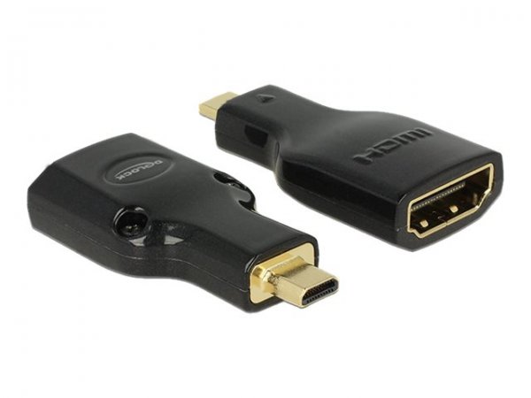 Delock HDMI Micro-D/HDMI-A - M/F - 4K - Micro-HDMI - HDMI - Maschio - Femmina - Oro - 3840 x 2160 Pi