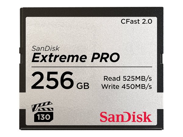 SanDisk Extreme Pro - 256 GB - CFast 2.0 - 525 MB/s - 450 MB/s - Nero - Argento