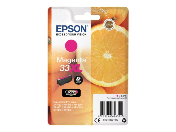 Epson Oranges Cartuccia Magenta T33XL Claria Premium - Resa elevata (XL) - Inchiostro a base di pigm