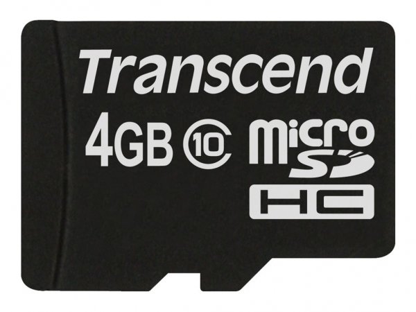 Transcend TS4GUSDC10 - 4 GB - MicroSDHC - Classe 10 - NAND - 90 MB/s - Nero