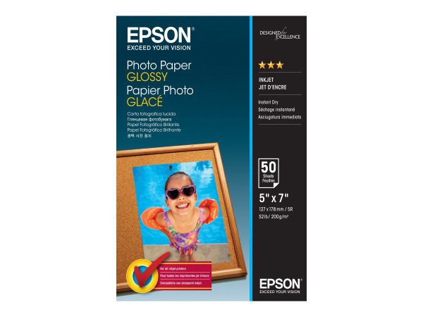 Epson Photo Paper Glossy - 13x18cm - 50 Fogli - Lucida - 200 g/m² - 50 fogli - - WorkForce WF-7610DW