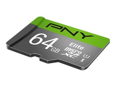 PNY Elite - 64 GB - MicroSDXC - Classe 10 - Class 1 (U1) - Verde - Grigio
