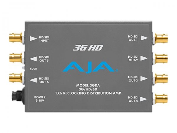 AJA 3GDA - Grigio - HD-SDI - 3G HD-SDI - HD-SDI - SDI - 6 x BNC - 100 - 240 V - 131 mm - 79 mm