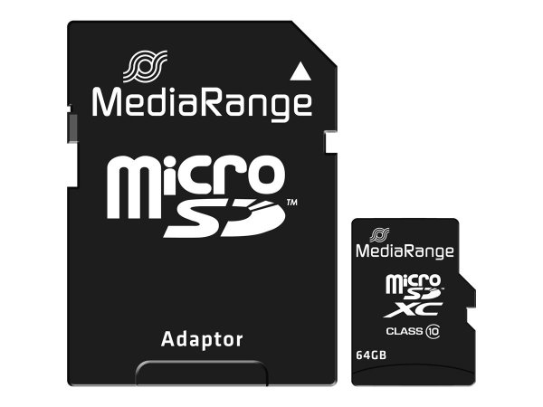 MEDIARANGE MR955 - 64 GB - MicroSDXC - Classe 10 - 60 MB/s - 15 MB/s - Nero