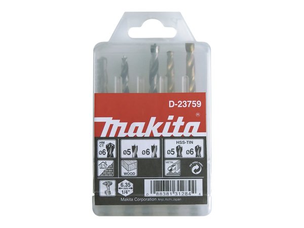 Makita Bohrersatz - 5 Stücke - 5 mm, 6 mm