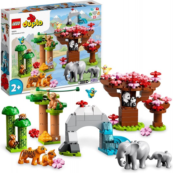 LEGO DUPLO 10974 Animali dellAsia, Tappetino da Gioco con Elefante Giocattolo Mattoncino con Suoni