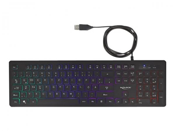 Delock 12625 - Full-size (100%) - USB - QWERTZ - LED RGB - Nero