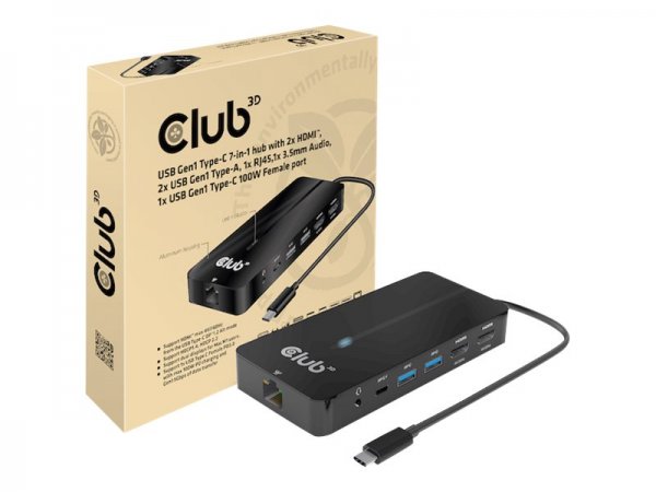 Club 3D CSV-1595 - USB 3.2 Gen 1 (3.1 Gen 1) Type-C - 100 W - 10,100,1000 Mbit/s - Nero - 4K Ultra H