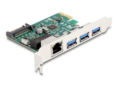 Delock PCI Express x1 Karte zu 3 x USB 5 Gbps Typ-A Buchse+ 1 Gigabit LAN - Nic - PCI-Express