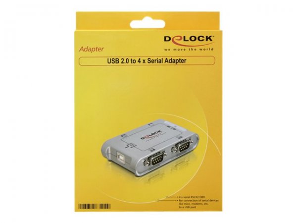 Delock 4 Port USB 2.0 Serial Hub - Argento - Windows 2000/XP/Server 2003/Vista - USB 2.0 - Serial