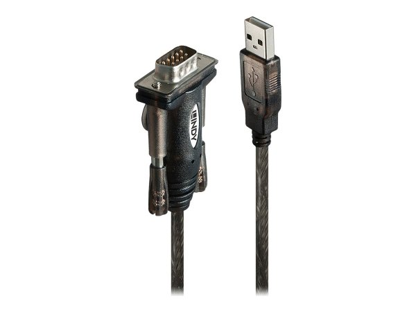 Lindy 42855 - Grigio - Trasparente - 1,5 m - USB tipo A - DB-9 - Maschio - Maschio