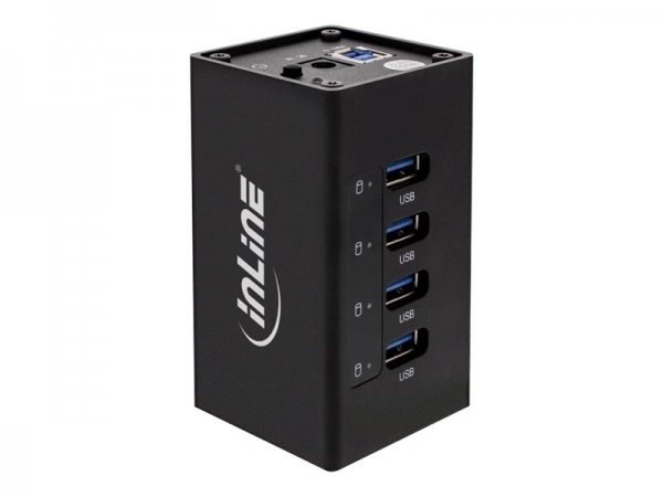 InLine Hub 4x USB 3.0 - alimentatore 2,5A - allumino - nero