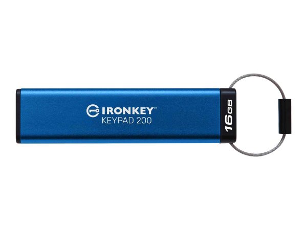 Kingston IronKey Keypad 200 - 16 GB - USB tipo A - 3.2 Gen 1 (3.1 Gen 1) - 145 MB/s - Cuffia - Blu