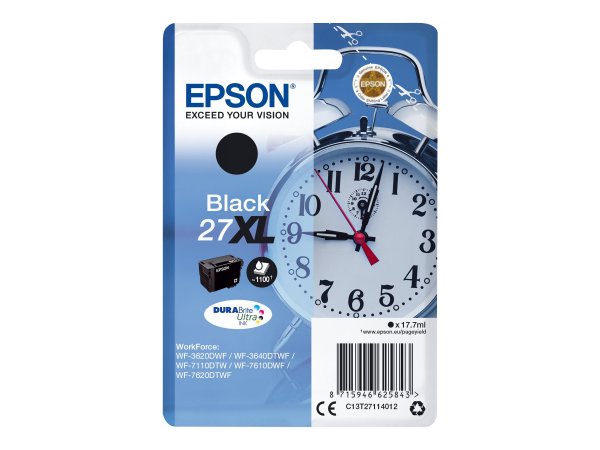 Epson Alarm clock Cartuccia Sveglia Nero Inchiostri DURABrite Ultra 27XL - Resa elevata (XL) - Inchi
