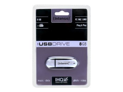 Intenso 8GB USB2.0 - 8 GB - USB tipo A - 2.0 - 28 MB/s - Lamina di scorrimento - Nero - Rosso