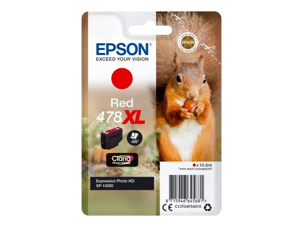 Epson Squirrel Singlepack Red 478XL Claria Photo HD Ink - Resa elevata (XL) - Inchiostro a base di p