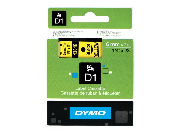 Dymo D1 Schriftband 6 mm x 7 m schwarz auf gelb 43618 - Etichette/etichette - A1