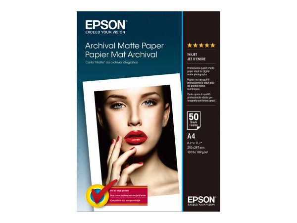 Epson Archival Matte Paper - A4 - 50 Fogli - Opaco - 192 g/m² - A4 - Bianco - 50 fogli - WorkForce P