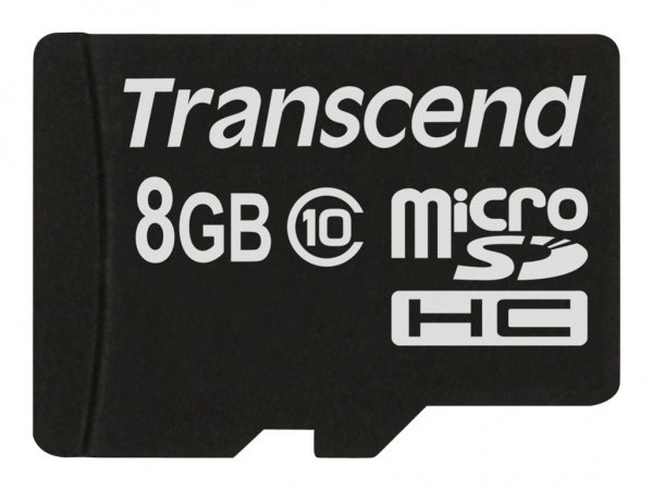 Transcend TS8GUSDC10 - 8 GB - MicroSDHC - Classe 10 - NAND - 90 MB/s - Nero