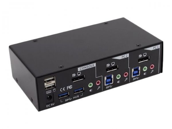 InLine KVM Switch - 2 porte - USB 3.0 DisplayPort - Audio - Hub USB 3.0